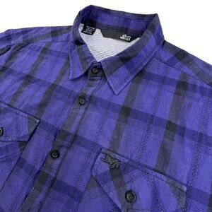 Lost Enterprises Shirt Mens XL Purple Plaid Long Sleeve Surfer Western Texture